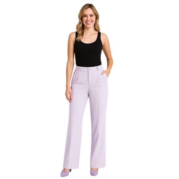 NWT WILD FABLE Dress Pants Womens Size 8 Light Violet Pleated High-Rise Wide Leg - Picture 1 of 16